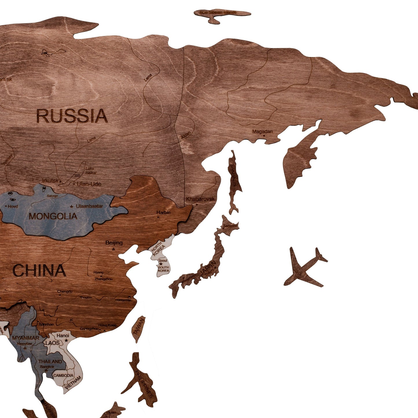 3D Wooden map 20"x39", brown