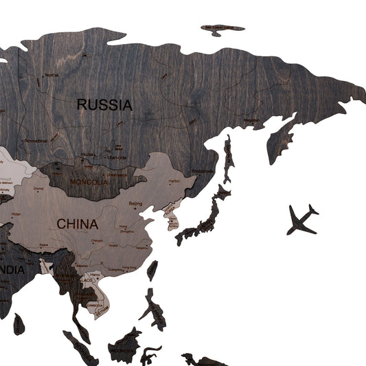 3D Wooden map 20"x39", light grey