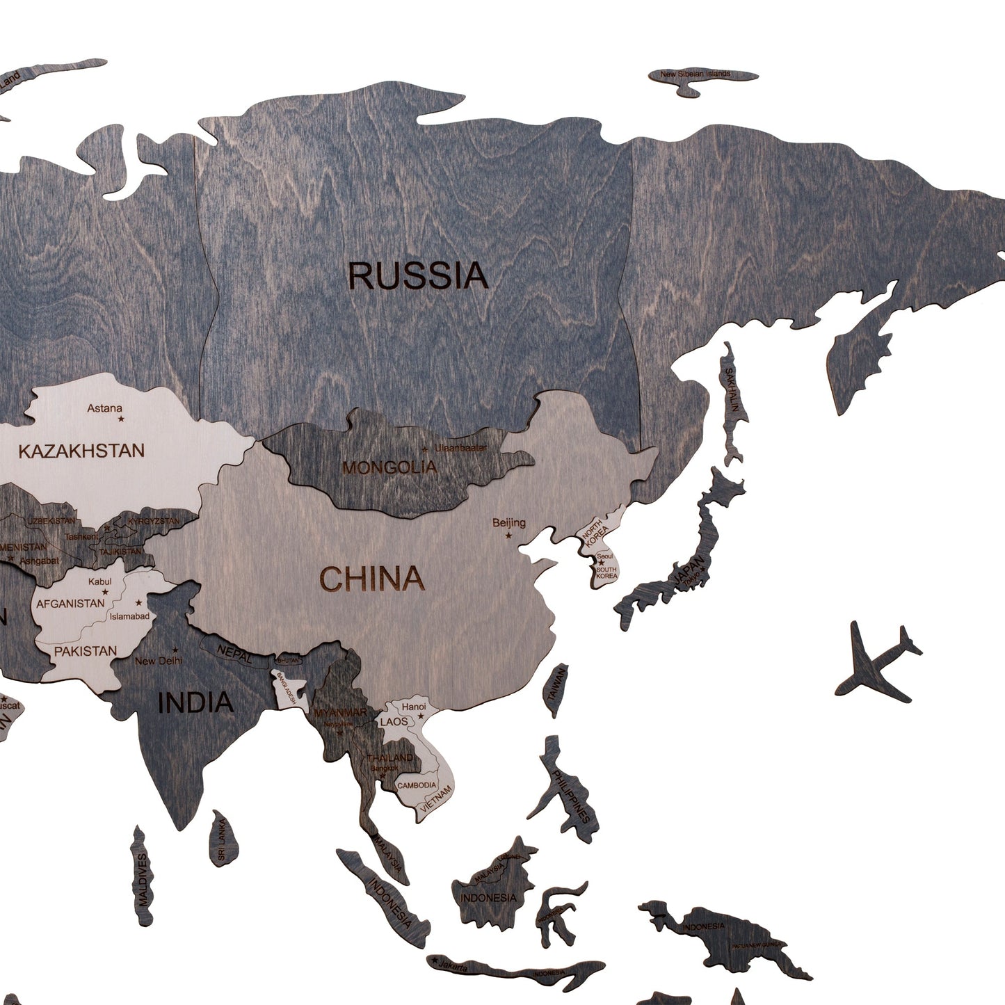 2D Wooden map 20"x39", light grey